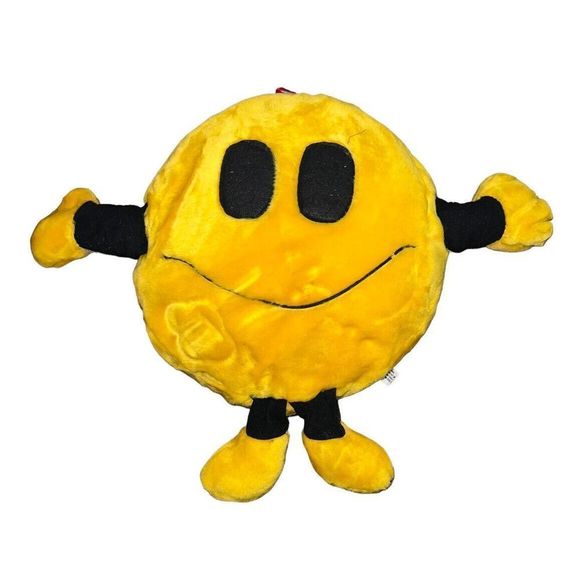 Vintage Retro Big Yellow Smiley Happy Face Stuffed Plush - Picture 1 of 3